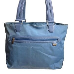Tumi blue nylon zipper tote bag